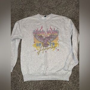 NEW GILDAN Custom DTG freebird heather‎ gray Crewneck Sweatshirt MEDIUM BOITIQUE